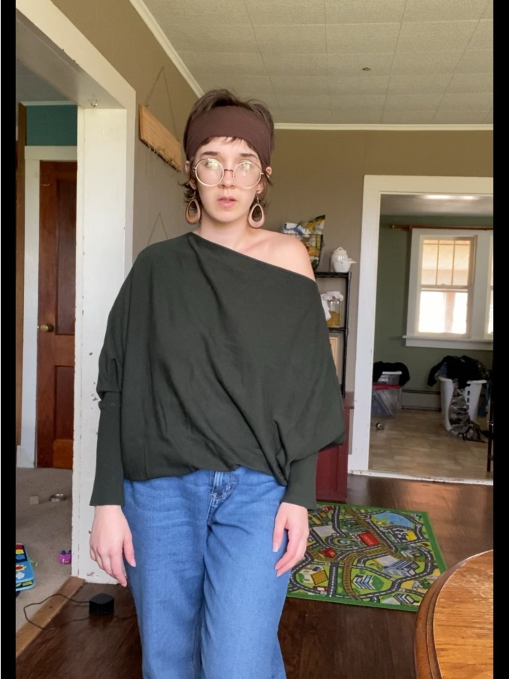 Zara Knit Dark Green long sleeve shirt Sweater